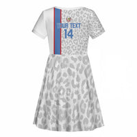 DR Congo Football Custom Kid Short Sleeve Dress Come On Leopards White Color