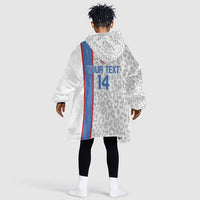 DR Congo Football Custom Kid Wearable Blanket Hoodie Come On Leopards White Color