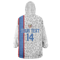 DR Congo Football Custom Kid Wearable Blanket Hoodie Come On Leopards White Color