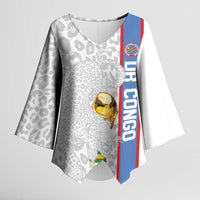 DR Congo Football Custom Kimono Sleeve Blouse Come On Leopards White Color