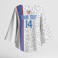DR Congo Football Custom Kimono Sleeve Blouse Come On Leopards White Color