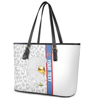 DR Congo Football Custom Leather Tote Bag Come On Leopards White Color