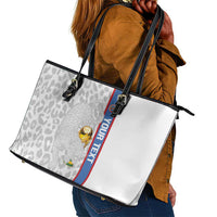 DR Congo Football Custom Leather Tote Bag Come On Leopards White Color