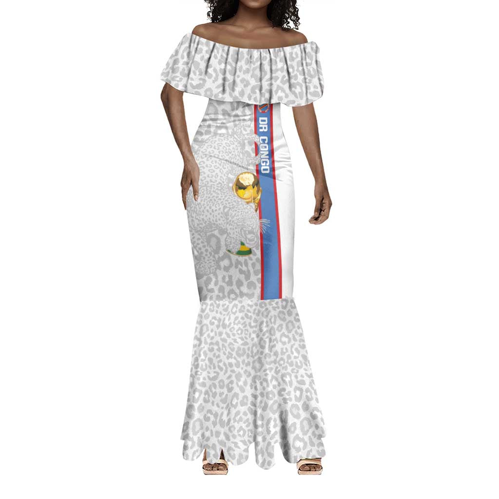 DR Congo Football Custom Mermaid Dress Come On Leopards White Color