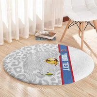 DR Congo Football Custom Round Carpet Come On Leopards White Color