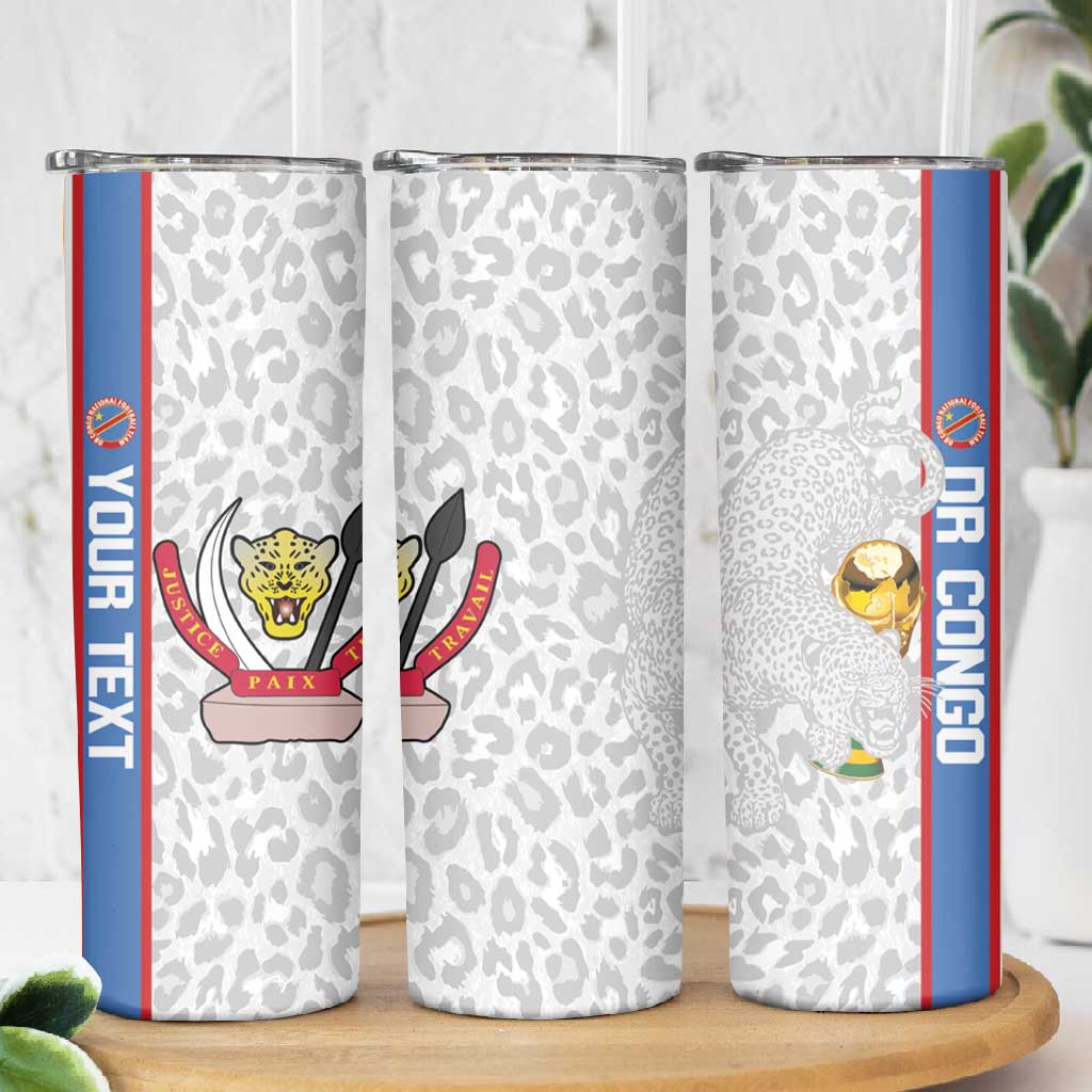 DR Congo Football Custom Skinny Tumbler Come On Leopards White Color