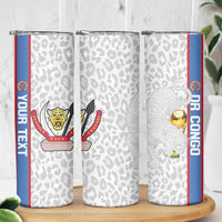 DR Congo Football Custom Skinny Tumbler Come On Leopards White Color