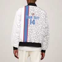 DR Congo Football Custom Sleeve Zip Bomber Jacket Come On Leopards White Color