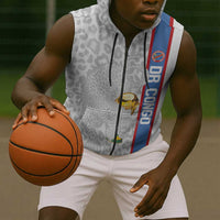 DR Congo Football Custom Sleeveless Zip Hoodie Come On Leopards White Color