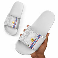 DR Congo Football Custom Slide Sandals Come On Leopards White Color