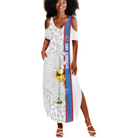 DR Congo Football Custom Summer Maxi Dress Come On Leopards White Color