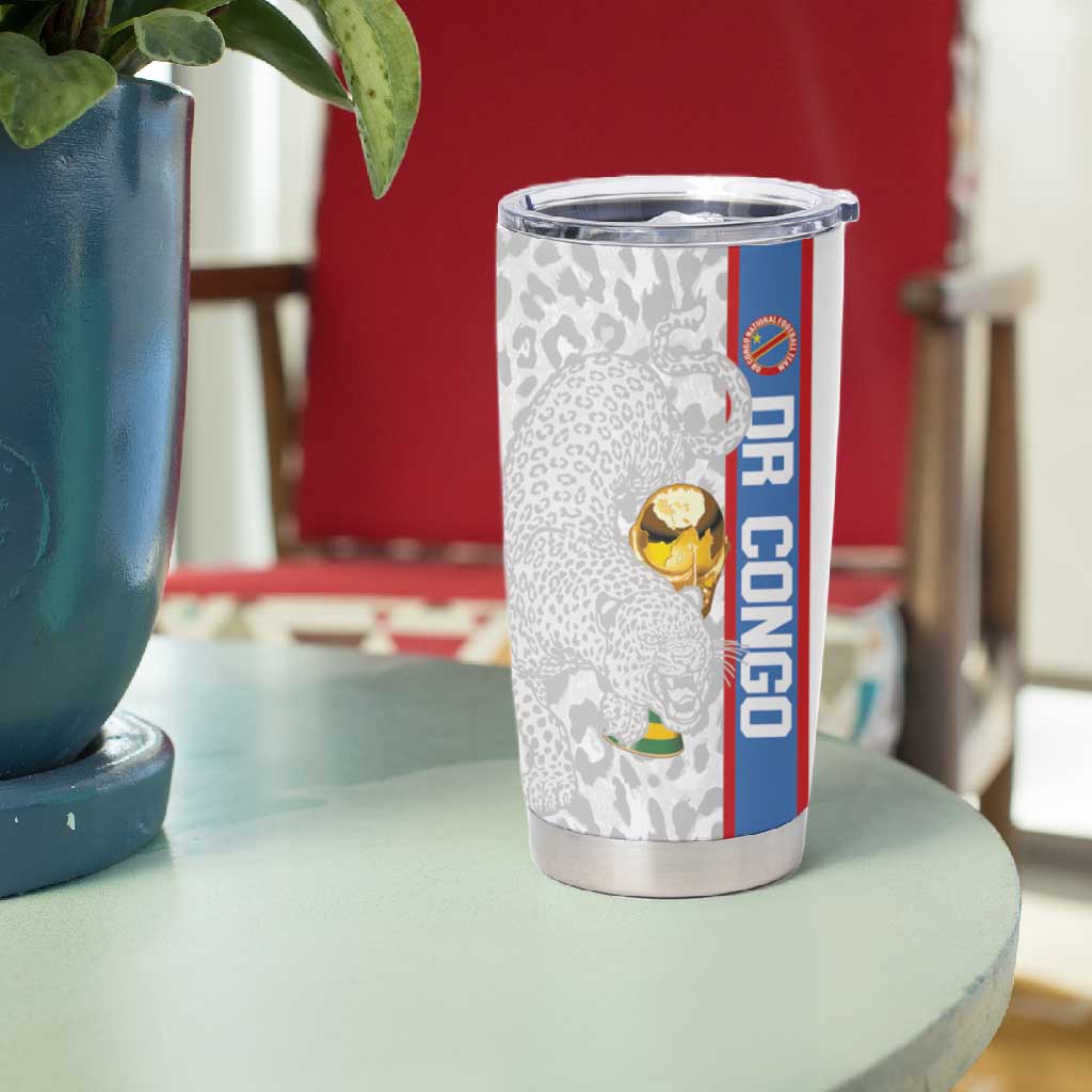 DR Congo Football Custom Tumbler Cup Come On Leopards White Color