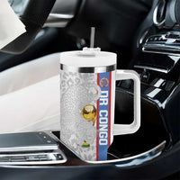 DR Congo Football Custom Tumbler With Handle Come On Leopards White Color