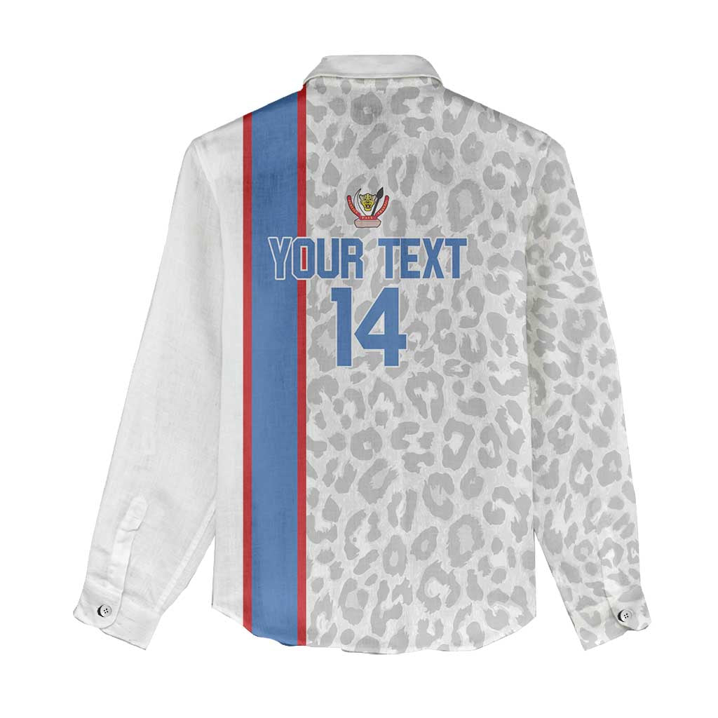 DR Congo Football Custom Women Casual Shirt Come On Leopards White Color