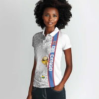 DR Congo Football Custom Women Polo Shirt Come On Leopards White Color