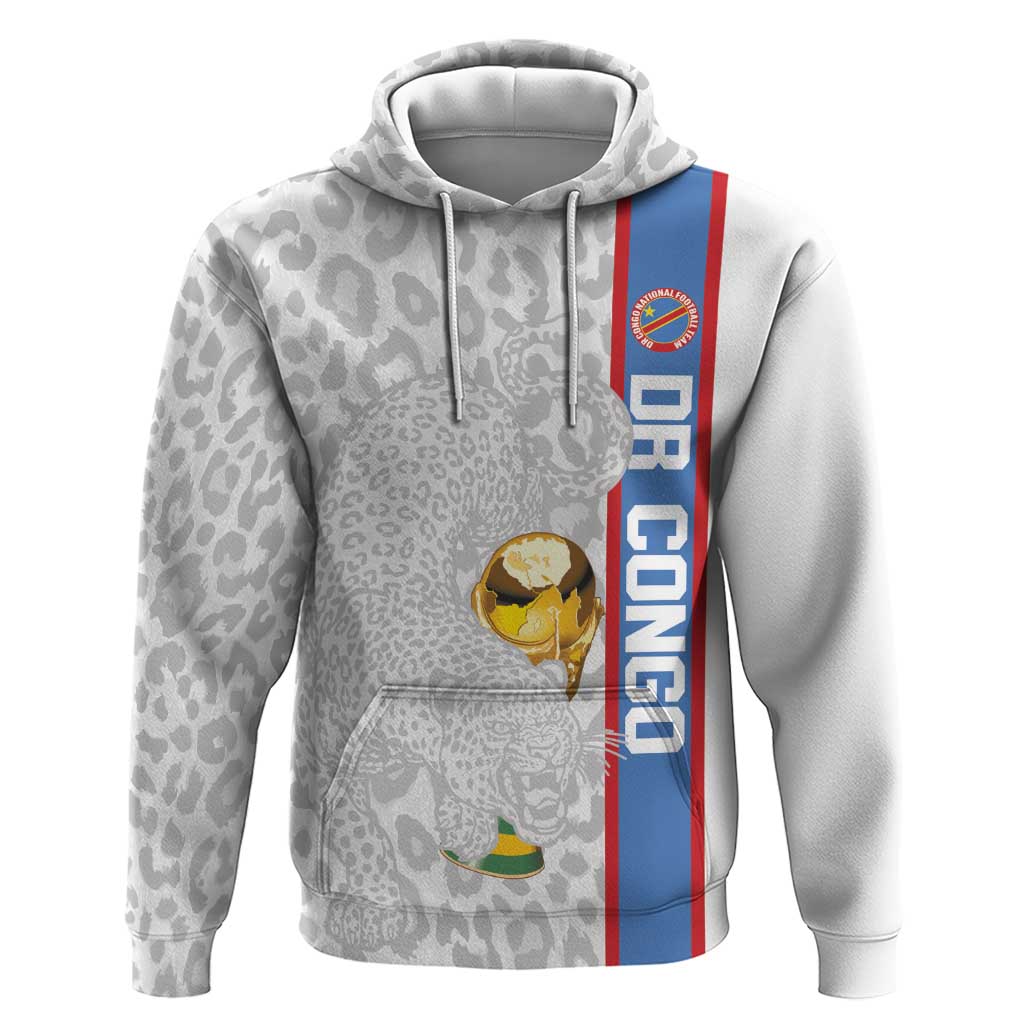 DR Congo Football Custom Zip Hoodie Come On Leopards White Color