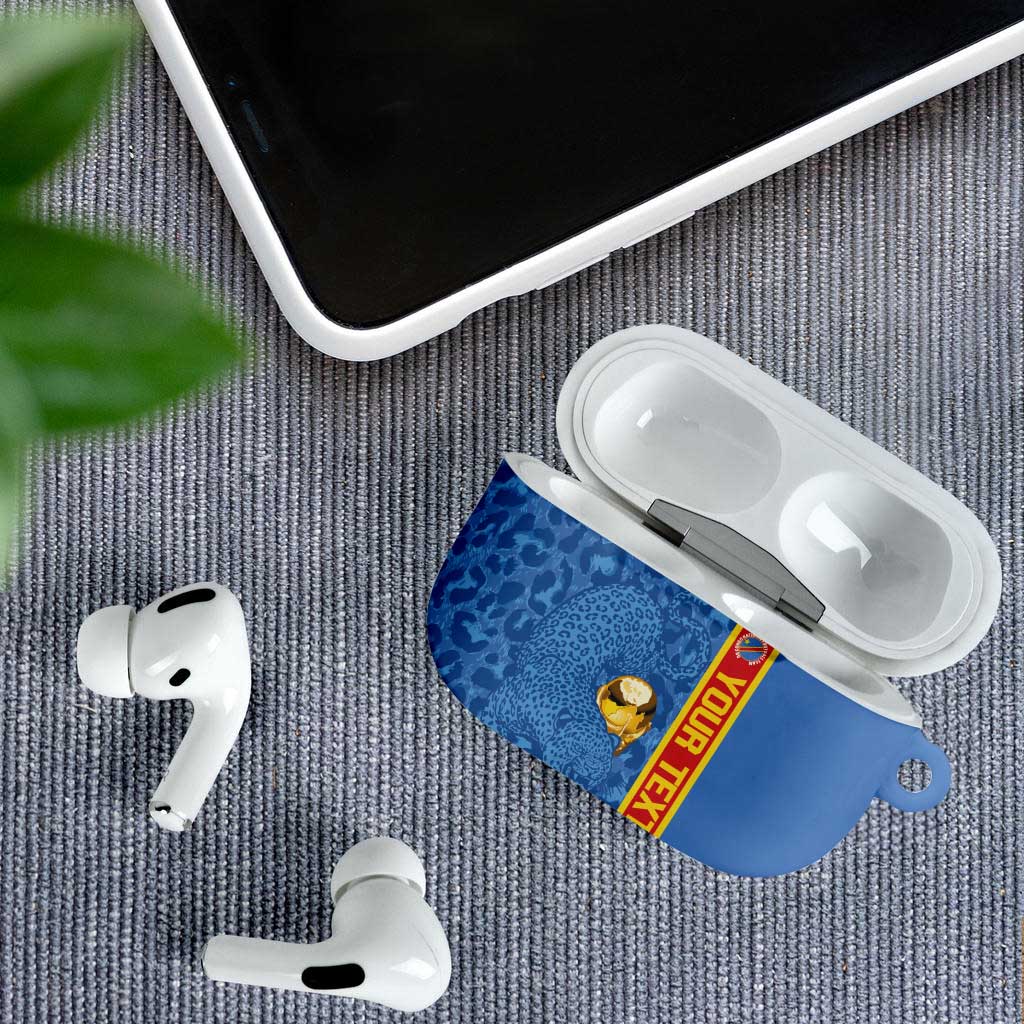 DR Congo Football Custom AirPods Case Come On Leopards Blue Color