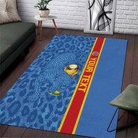 DR Congo Football Custom Area Rug Come On Leopards Blue Color