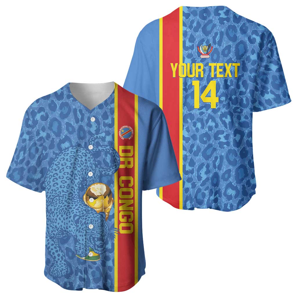 DR Congo Football Custom Baseball Jersey Come On Leopards Blue Color