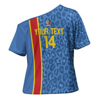 DR Congo Football Custom Cross Shoulder Shirt Come On Leopards Blue Color