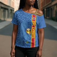 DR Congo Football Custom Cross Shoulder Shirt Come On Leopards Blue Color
