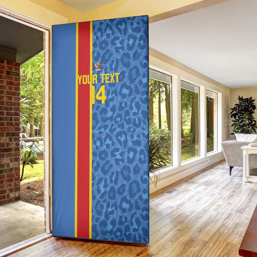 DR Congo Football Custom Door Cover Come On Leopards Blue Color