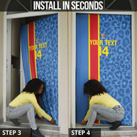 DR Congo Football Custom Door Cover Come On Leopards Blue Color