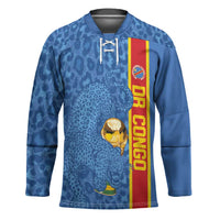 DR Congo Football Custom Hockey Jersey Come On Leopards Blue Color