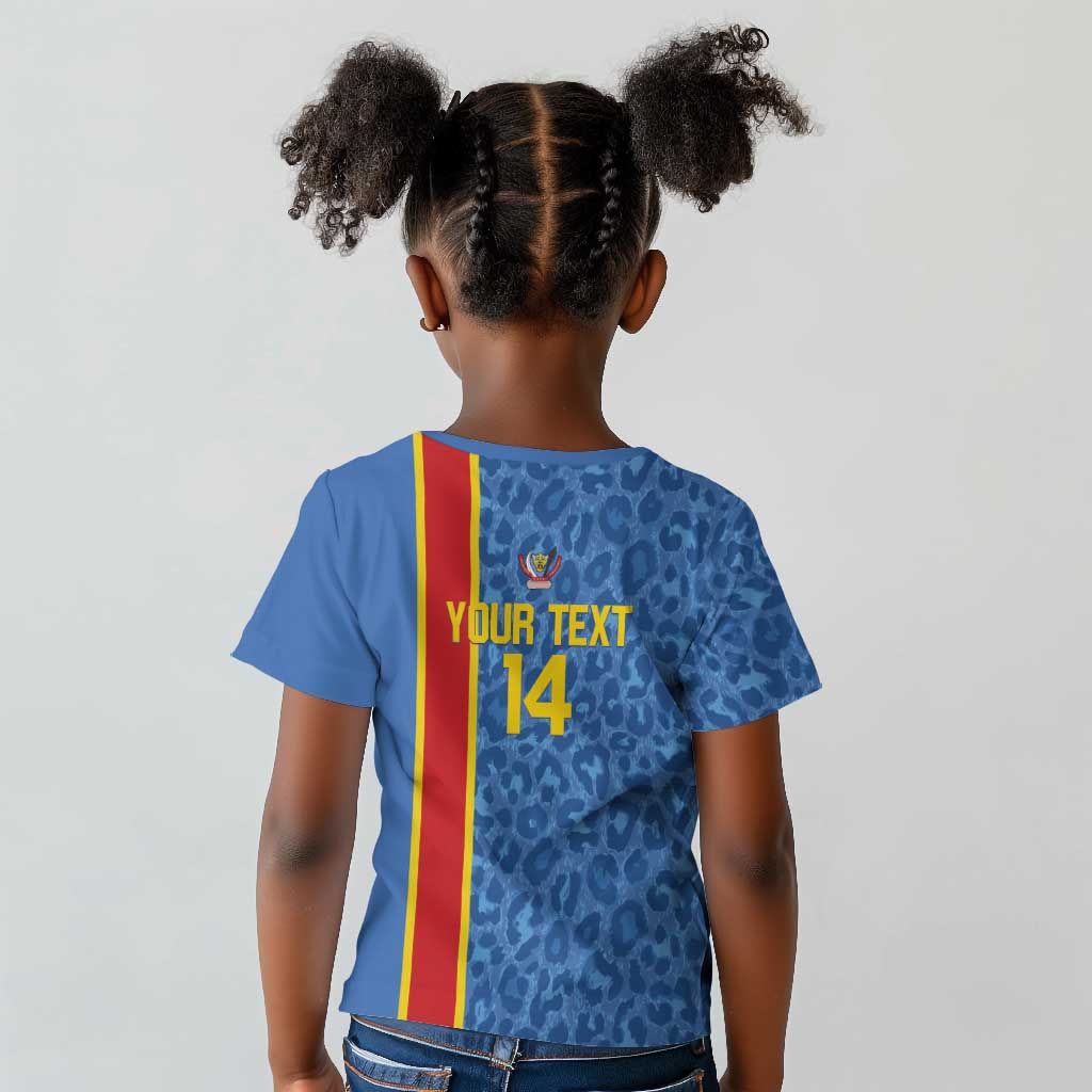 DR Congo Football Custom Kid T shirt Come On Leopards Blue Color