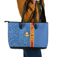 DR Congo Football Custom Leather Tote Bag Come On Leopards Blue Color