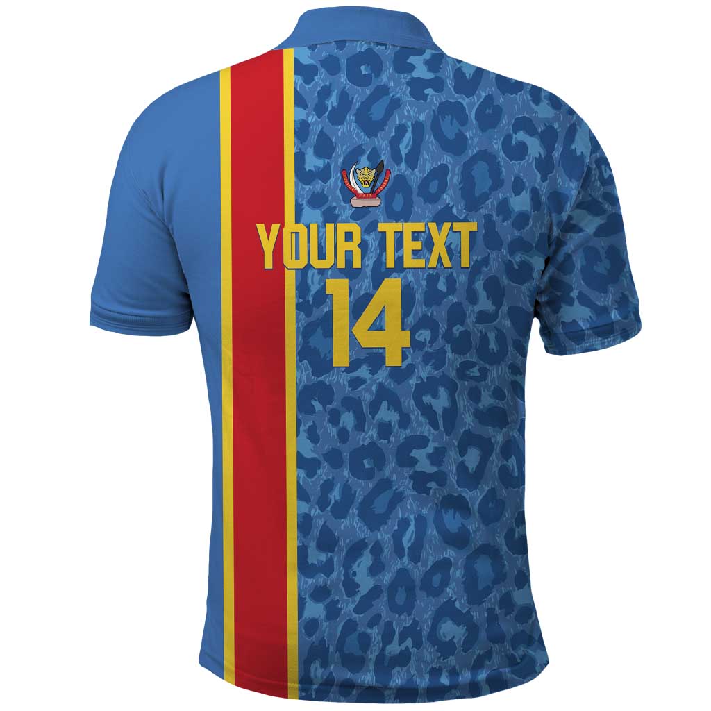 DR Congo Football Custom Polo Shirt Come On Leopards Blue Color
