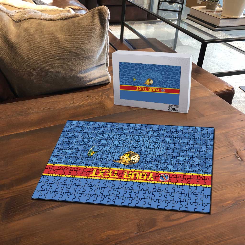 DR Congo Football Custom Puzzle Come On Leopards Blue Color