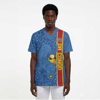 DR Congo Football Custom Scrub Top Come On Leopards Blue Color