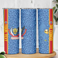 DR Congo Football Custom Skinny Tumbler Come On Leopards Blue Color