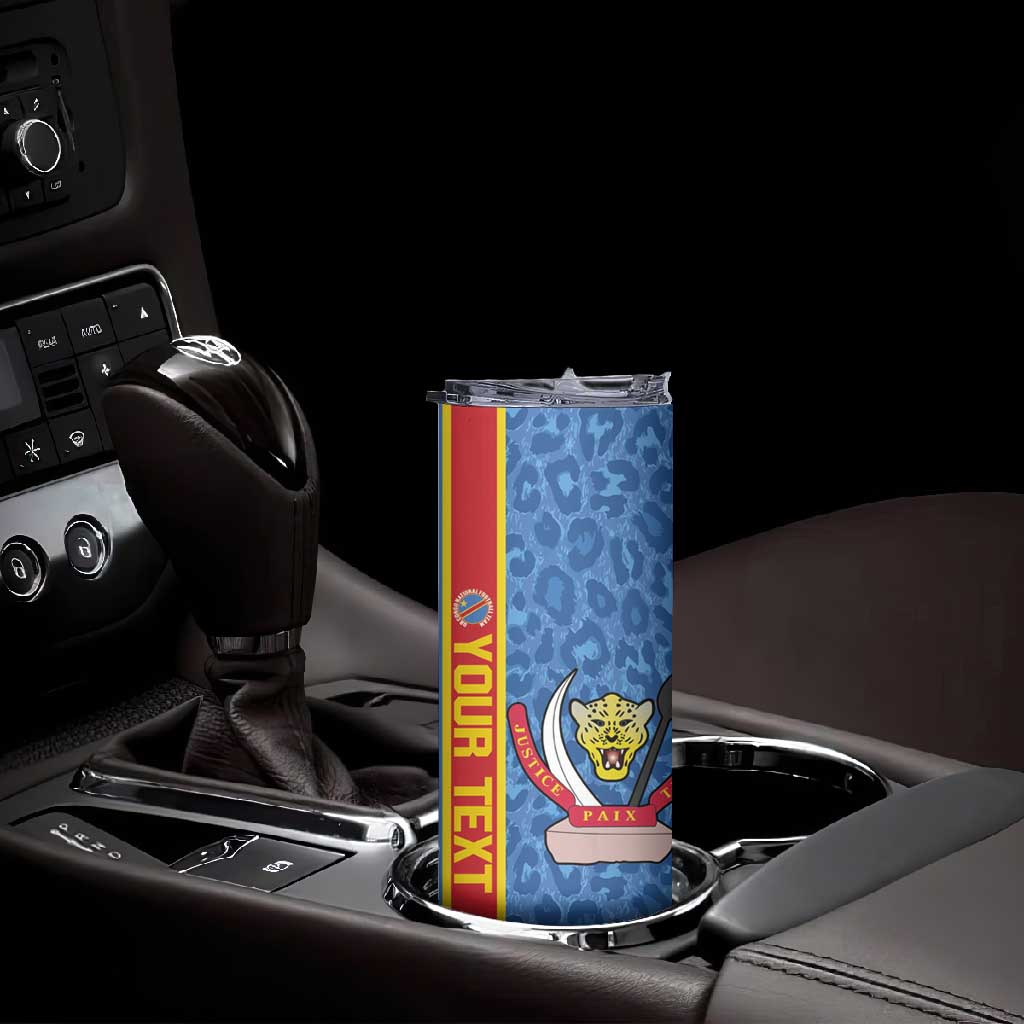 DR Congo Football Custom Skinny Tumbler Come On Leopards Blue Color