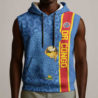 DR Congo Football Custom Sleeveless Hoodie Come On Leopards Blue Color