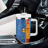 DR Congo Football Custom Tumbler With Handle Come On Leopards Blue Color