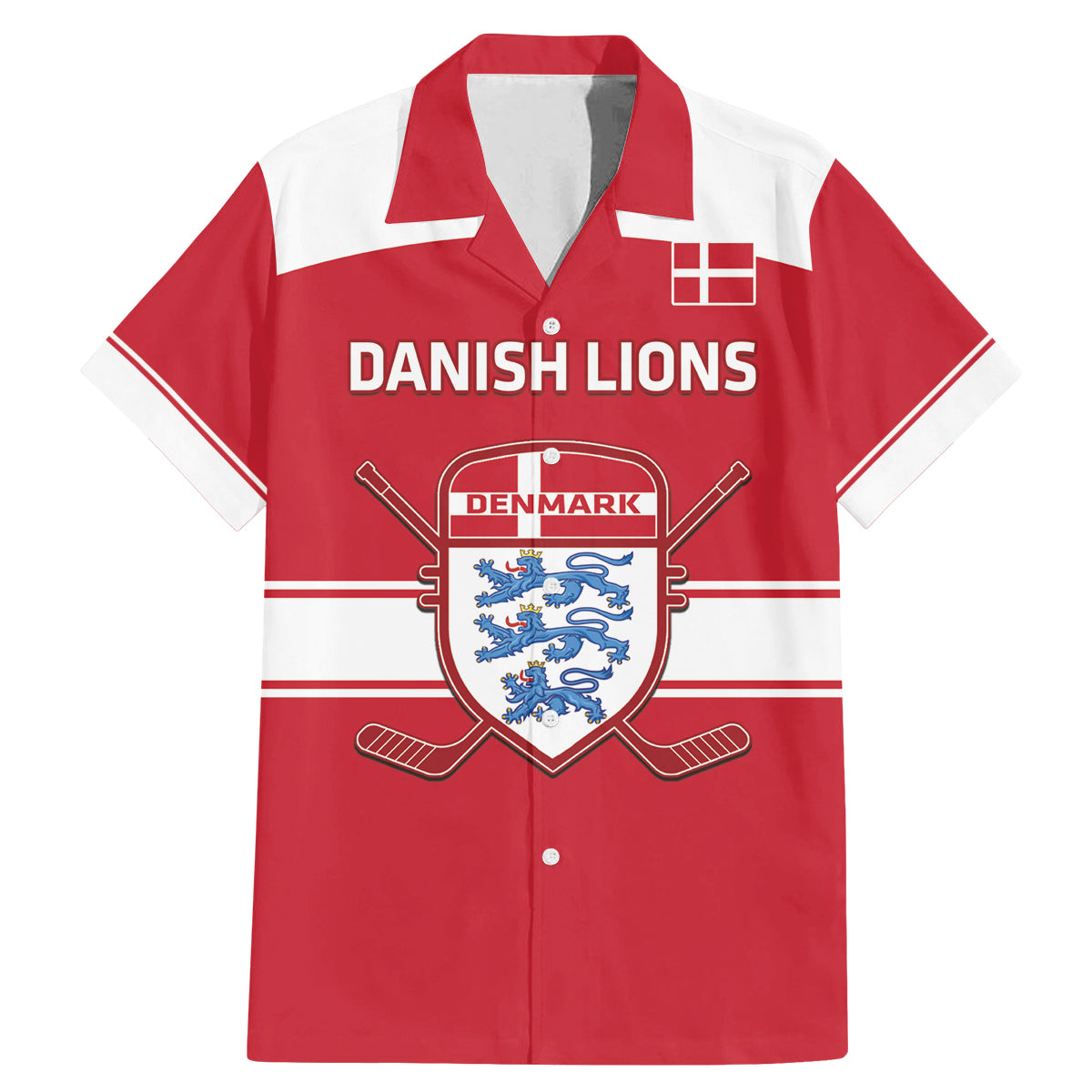 Custom Denmark Hockey Family Matching Mermaid Dress and Hawaiian Shirt Go Danish Lions - Wonder Print Shop