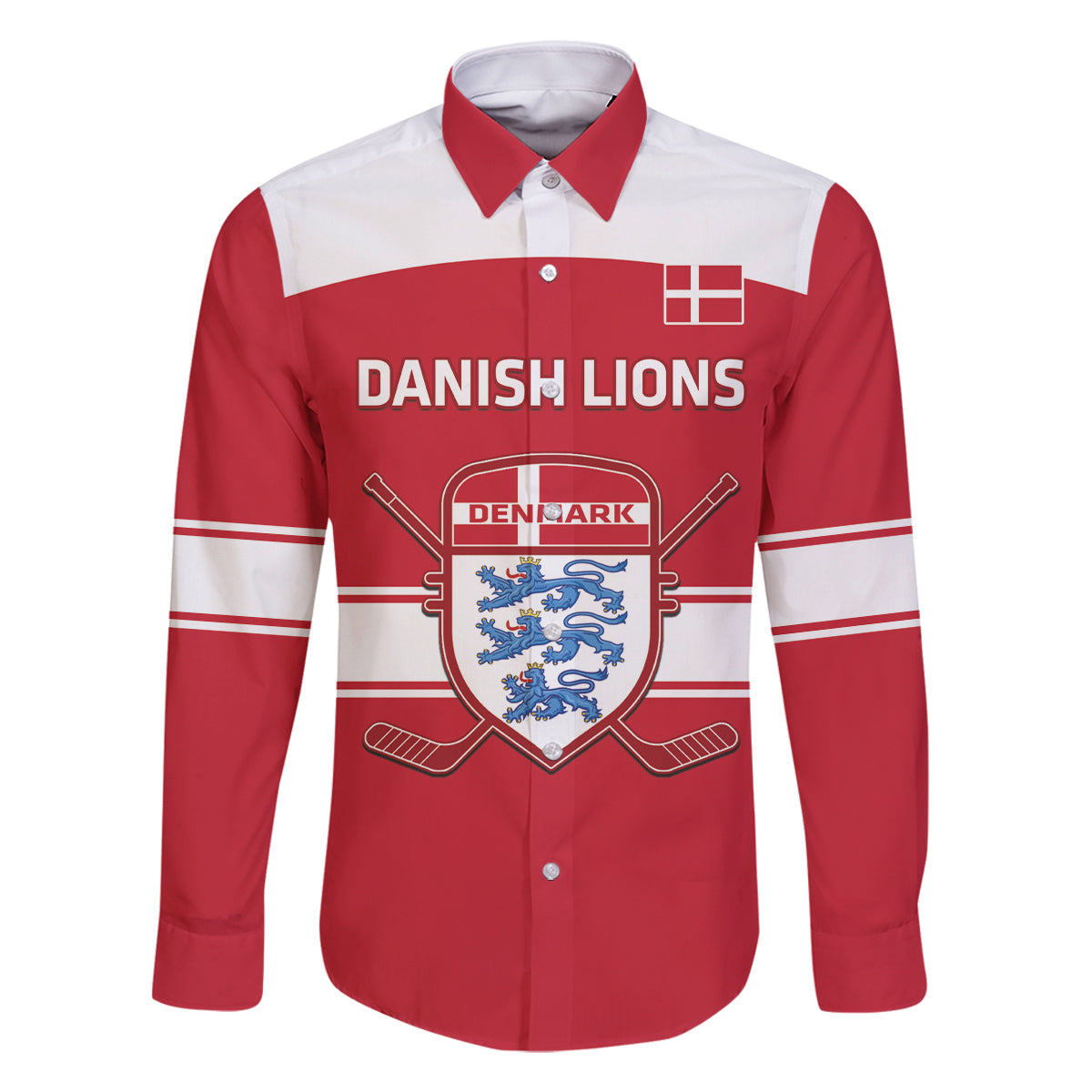 Custom Denmark Hockey Family Matching Mermaid Dress and Hawaiian Shirt Go Danish Lions - Wonder Print Shop