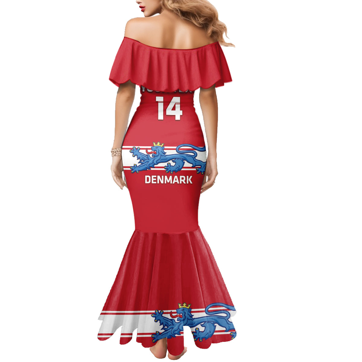Custom Denmark Hockey Family Matching Mermaid Dress and Hawaiian Shirt Go Danish Lions - Wonder Print Shop