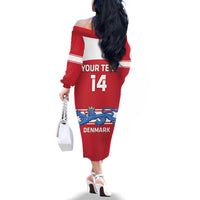 Custom Denmark Hockey Family Matching Off The Shoulder Long Sleeve Dress and Hawaiian Shirt Go Danish Lions - Wonder Print Shop