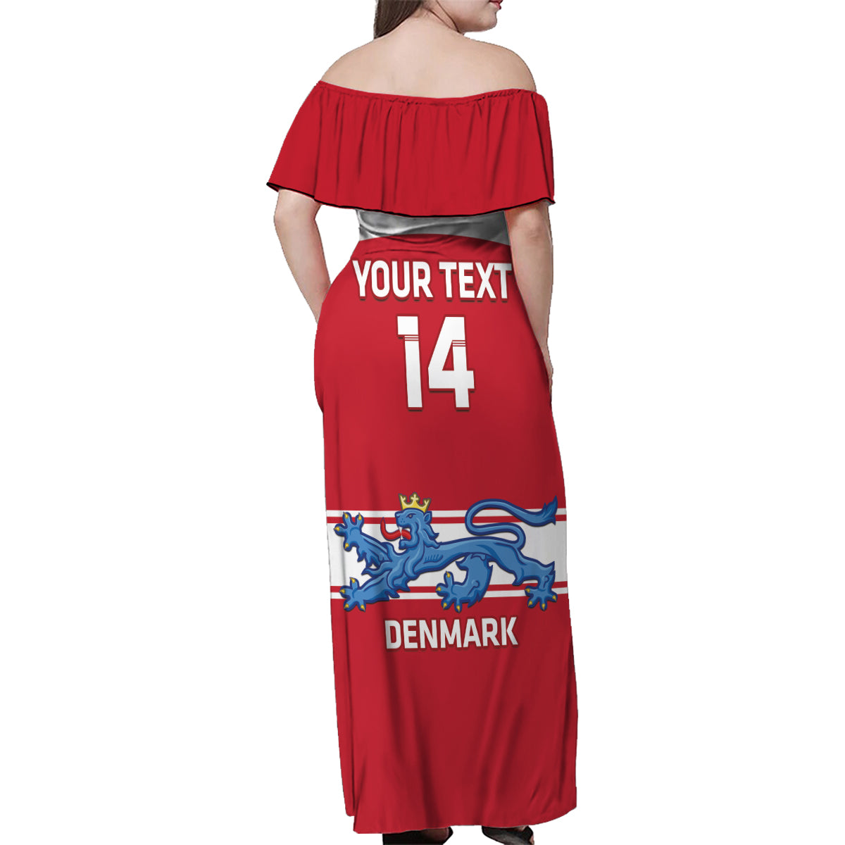 Custom Denmark Hockey Family Matching Off Shoulder Maxi Dress and Hawaiian Shirt Go Danish Lions - Wonder Print Shop