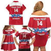 Custom Denmark Hockey Family Matching Off Shoulder Short Dress and Hawaiian Shirt Go Danish Lions - Wonder Print Shop