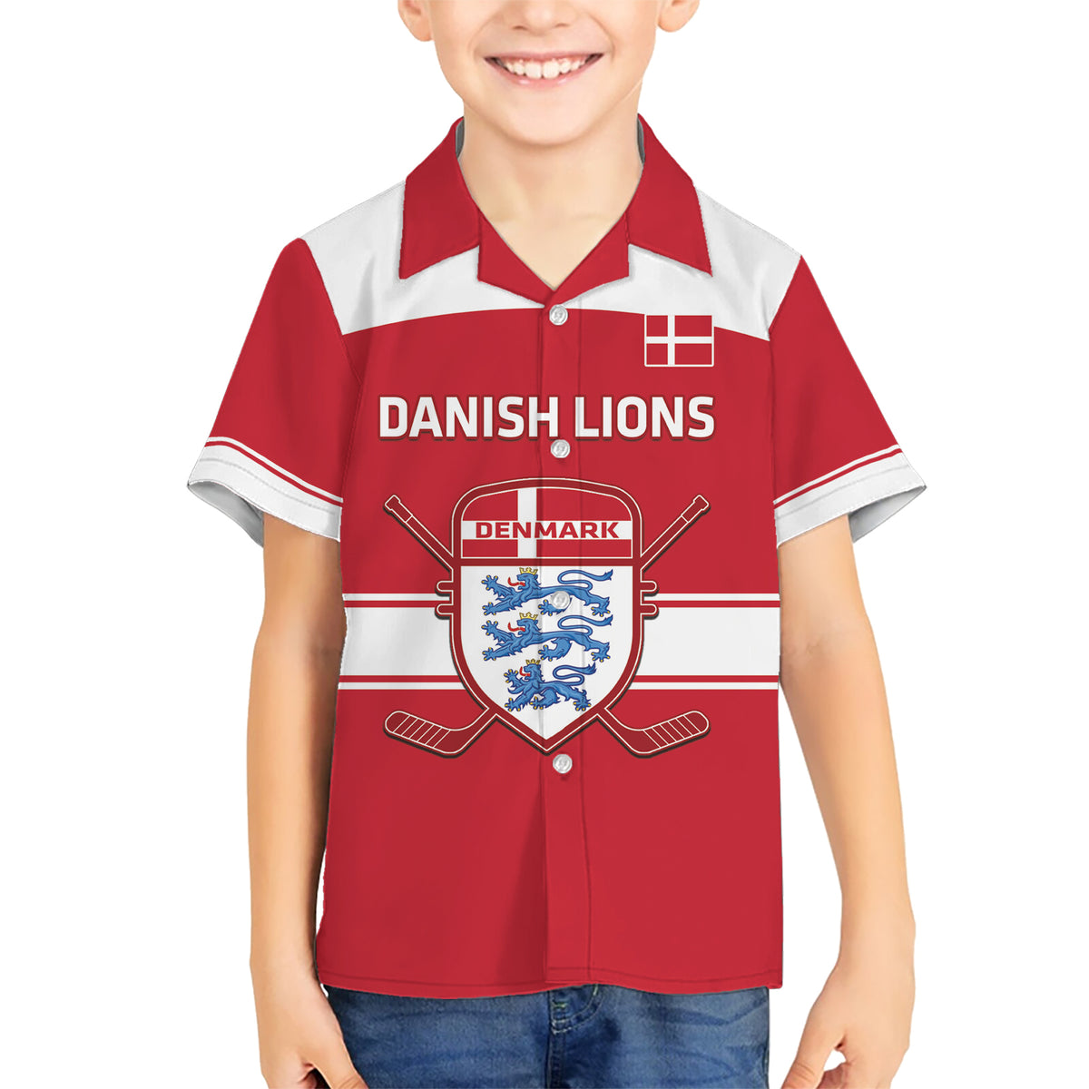 Custom Denmark Hockey Hawaiian Shirt Go Danish Lions - Wonder Print Shop