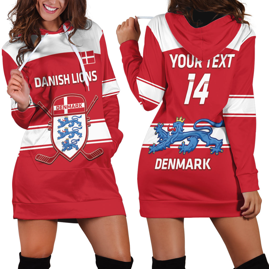 Custom Denmark Hockey Hoodie Dress Go Danish Lions - Wonder Print Shop
