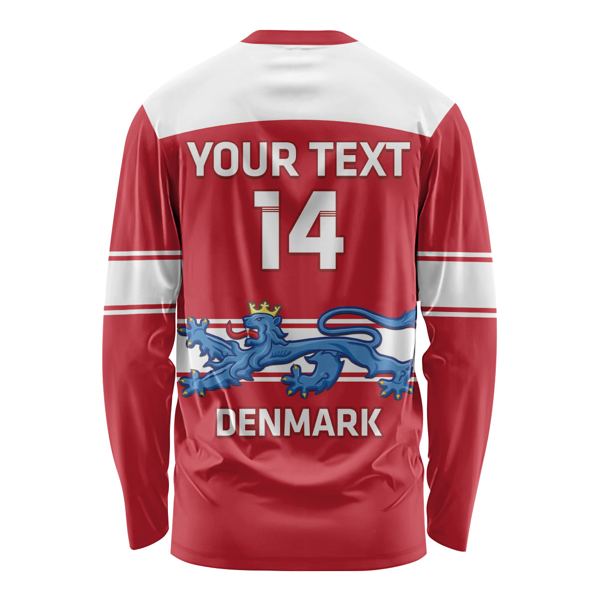 Custom Denmark Hockey Long Sleeve Shirt Go Danish Lions - Wonder Print Shop