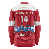 Custom Denmark Hockey Long Sleeve Shirt Go Danish Lions - Wonder Print Shop