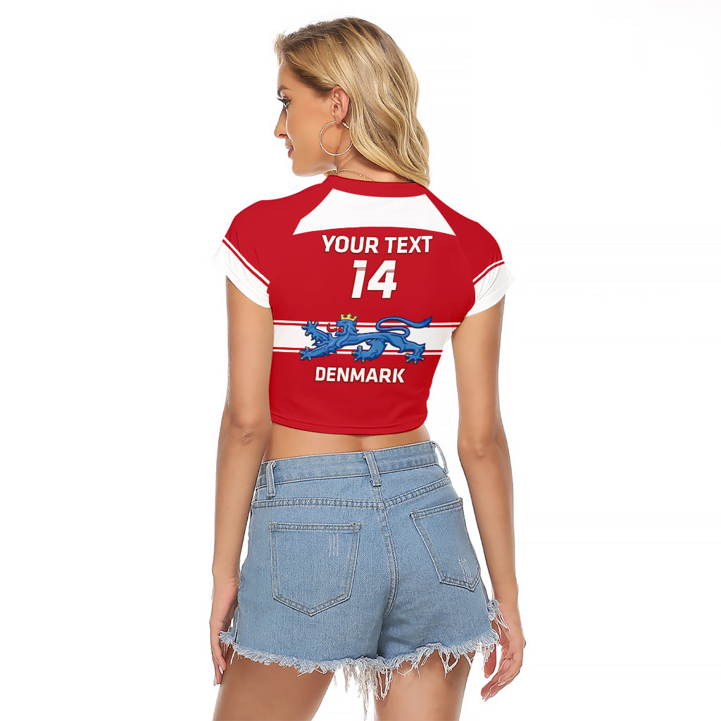 Custom Denmark Hockey Raglan Cropped T Shirt Go Danish Lions - Wonder Print Shop
