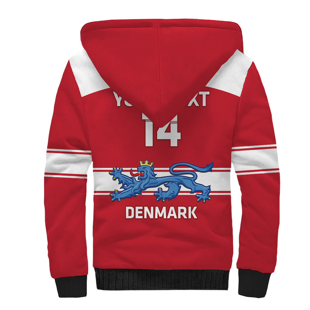 Custom Denmark Hockey Sherpa Hoodie Go Danish Lions - Wonder Print Shop