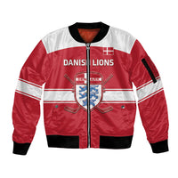 Custom Denmark Hockey Sleeve Zip Bomber Jacket Go Danish Lions - Wonder Print Shop